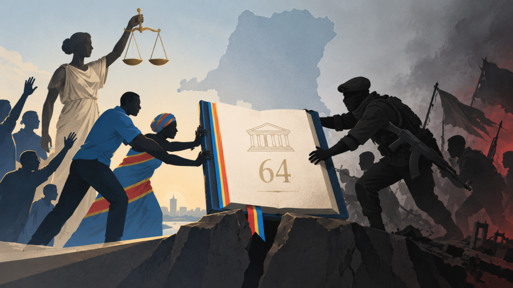 Dr Ben Luther TOUERE ELENGA et Carlyle GBEI - L’article 64 de la Constitution de la RDC : entre défense de l’ordre constitutionnel et consécration de la « prime de la rébellion »